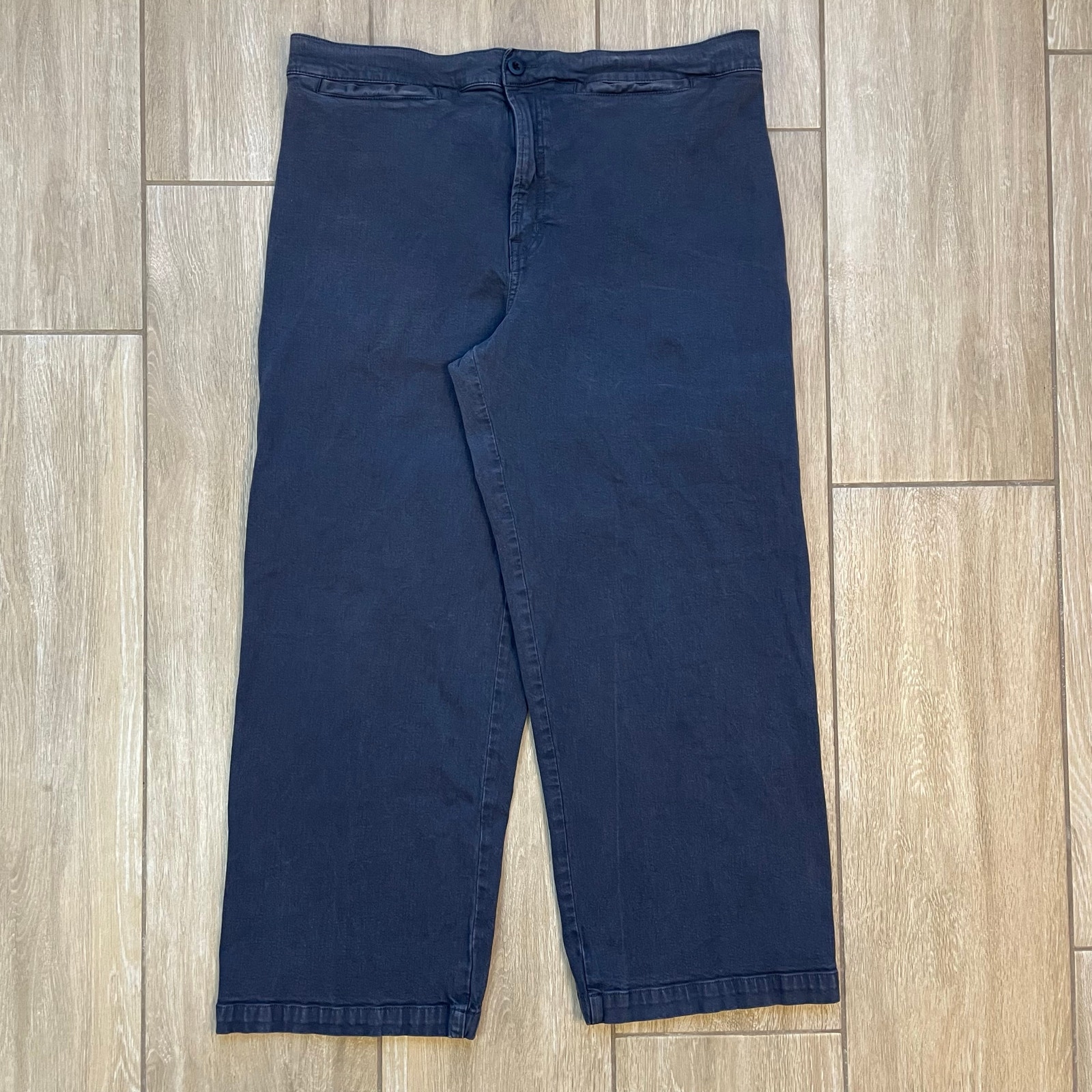 Madewell Emmett Wide Leg Crop Pants 33 High Rise Navy Blue